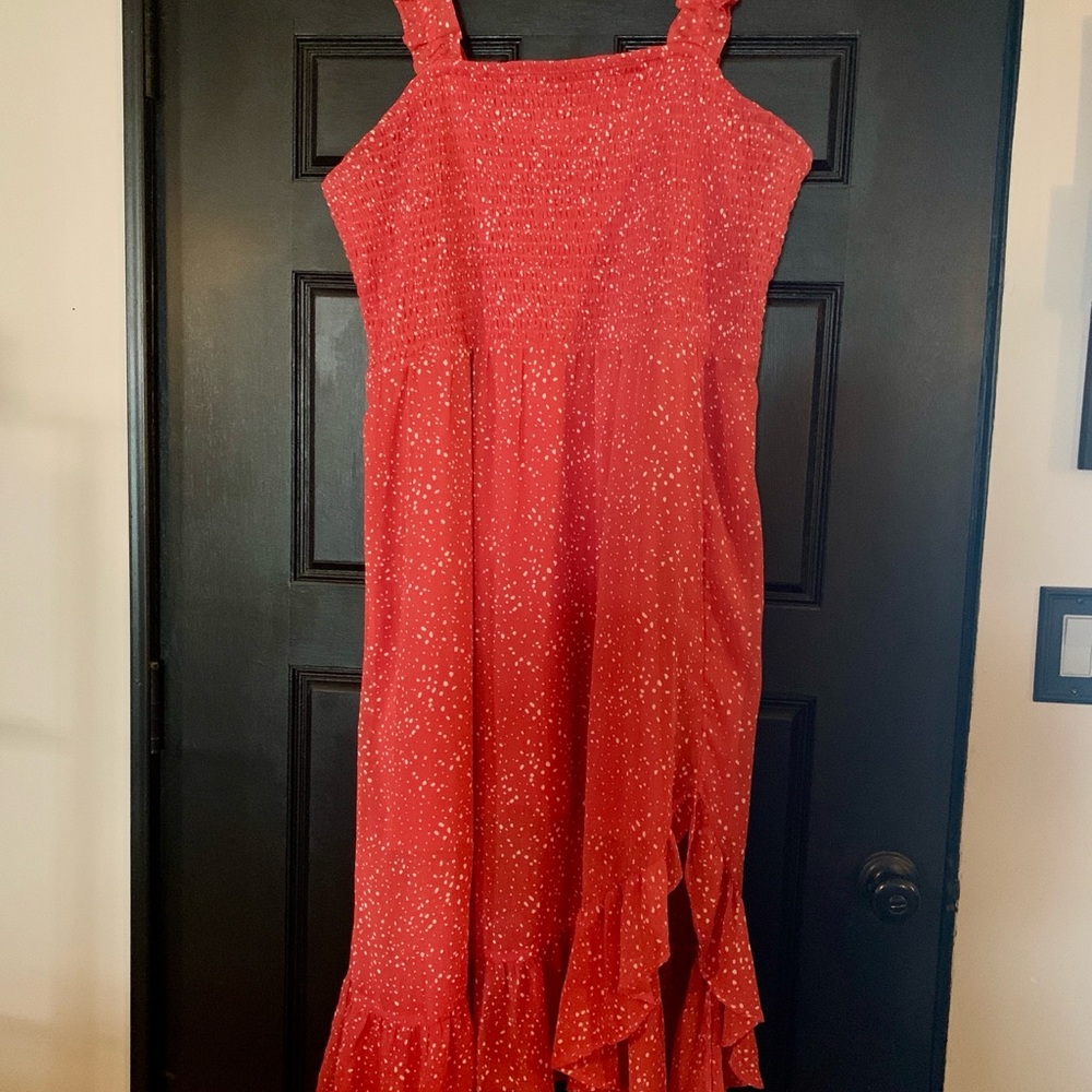 Maurices Rose Red Smocked Midi Dress